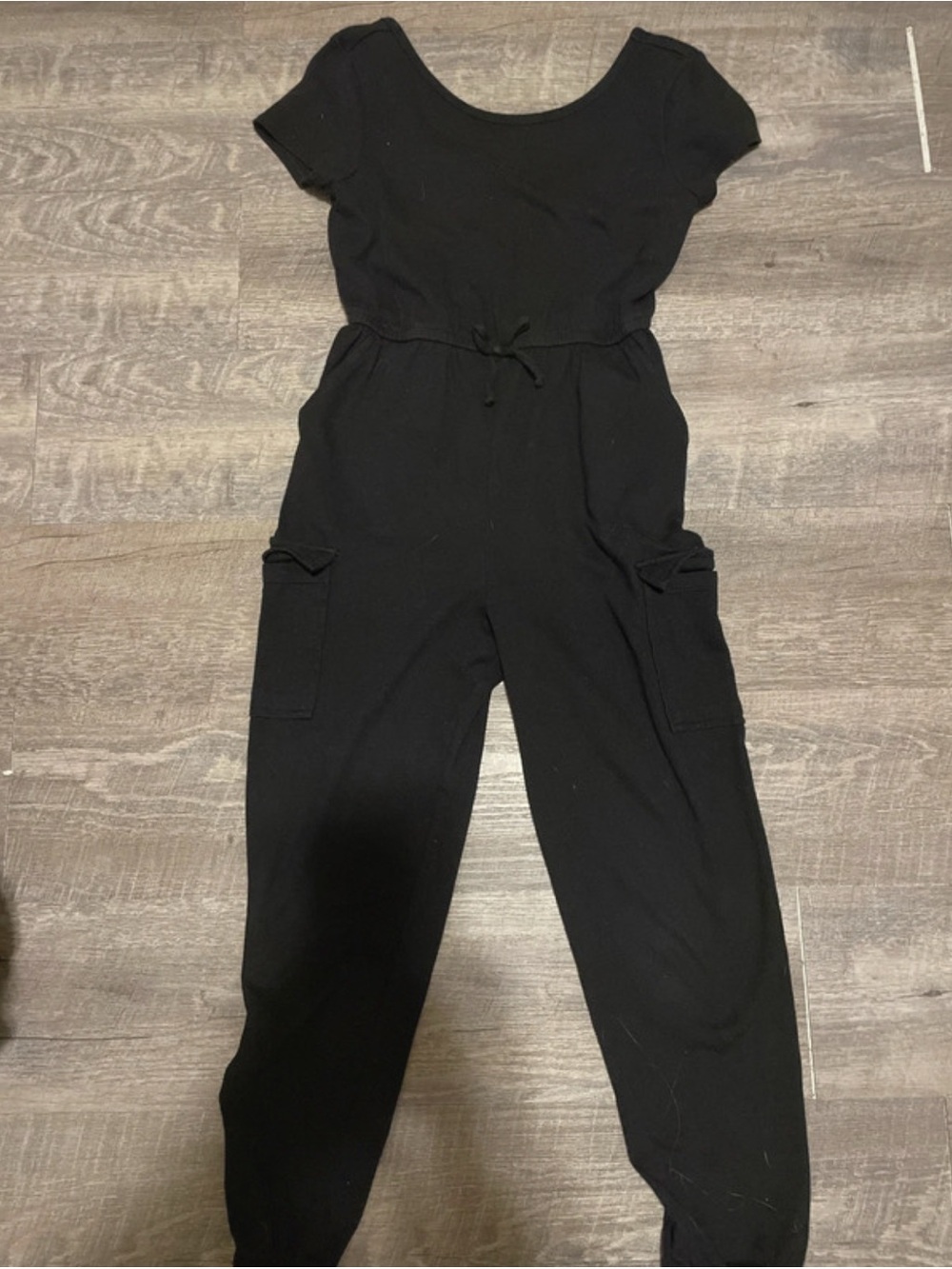wonder nation Black Short-Sleeve Cargo Jumpsuit